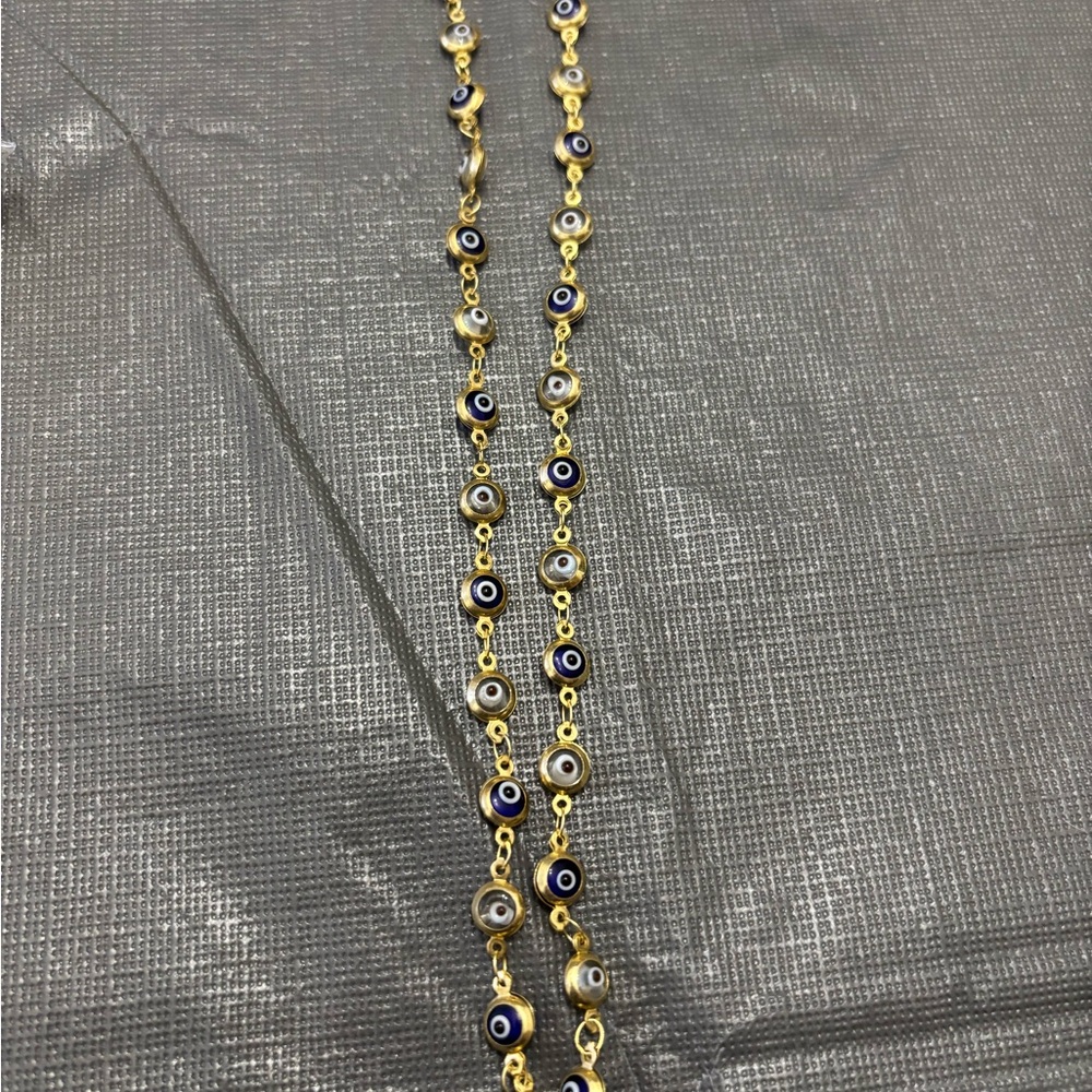 Gold and Blue Evil Eye Necklace
